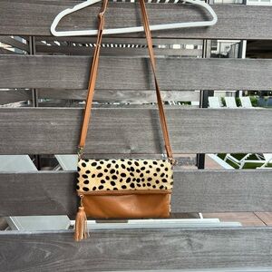 Chic Tan and Leopard Crossbody Bag